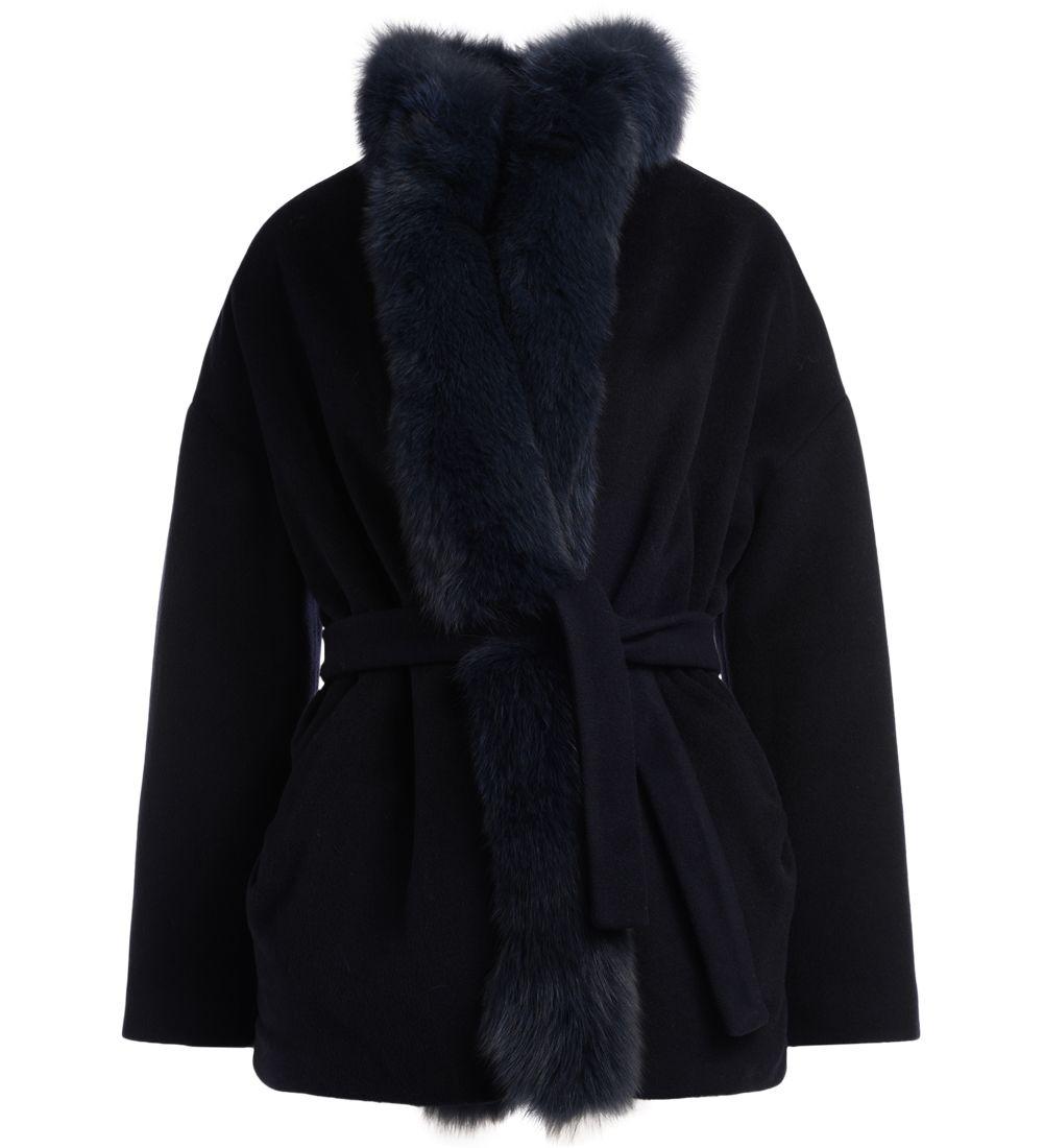 Ava Adore Model Lilli Blue Coat With Fur | ModeSens
