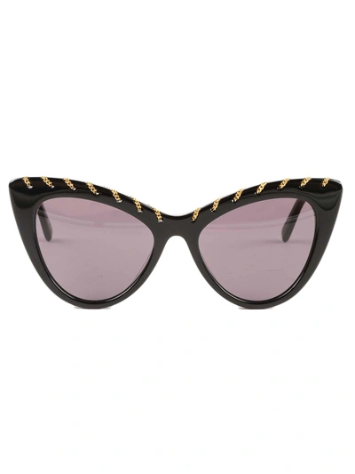 Shop Stella Mccartney Cat Eye Sunglasses In Shinblack/shinend/go