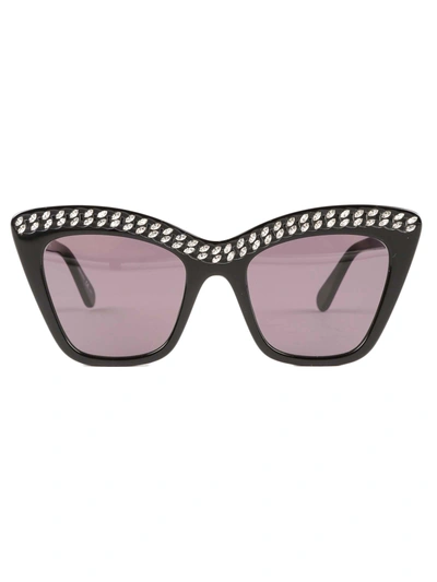 Shop Stella Mccartney Studded Sunglasses In Black Black Grey