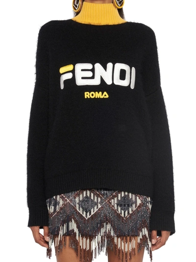 Shop Fendi ' Fila' Sweater In Black