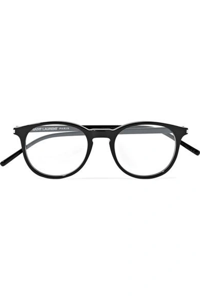 Shop Saint Laurent Round-frame Acetate Optical Glasses In Black