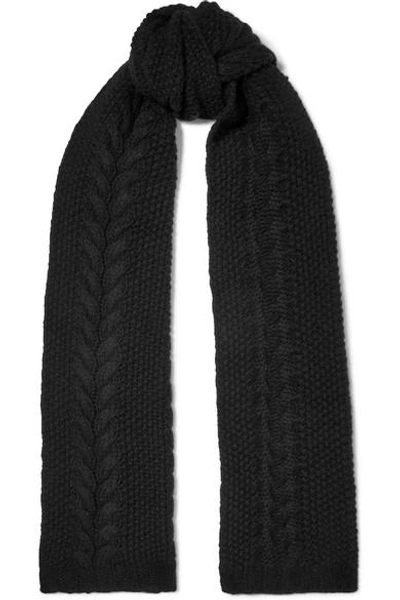 Shop Portolano Cable-knit Cashmere Scarf In Black