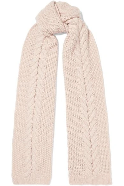 Shop Portolano Cable-knit Cashmere Scarf In Blush