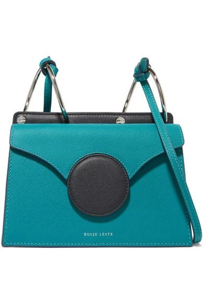 Shop Danse Lente Phoebe Mini Color-block Textured-leather Shoulder Bag In Turquoise