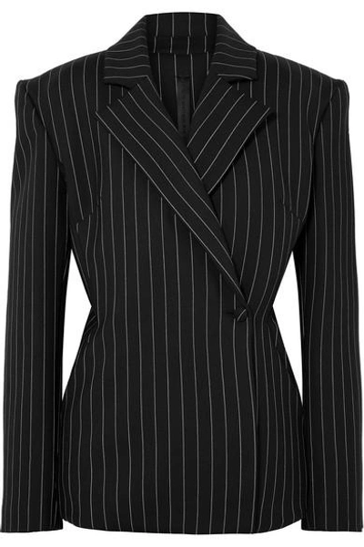 Shop Gareth Pugh Pinstriped Wool-blend Blazer In Black