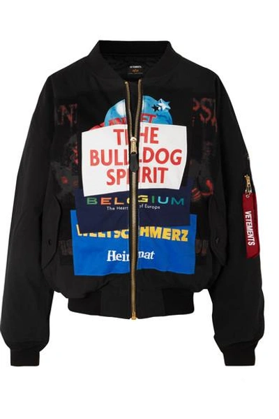 Shop Vetements Oversized Patchwork Shell And Jersey Bomber Jacket In Black