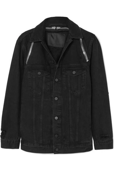 Shop Alexander Wang Daze Zip-detailed Denim Jacket In Black