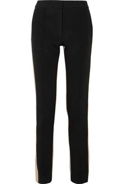 Shop Derek Lam Striped Cotton-blend Jersey Slim-leg Pants In Black