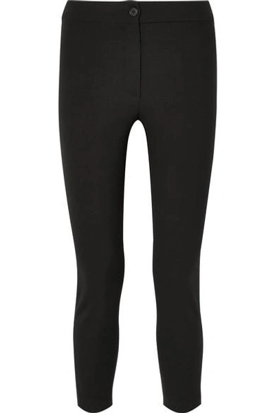 Shop Ann Demeulemeester Cropped Stretch-wool Slim-leg Pants In Black