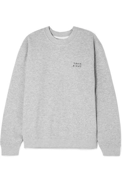 Shop Yeah Right Nyc Yeah Right Embroidered Cotton-blend Jersey Sweatshirt In Gray