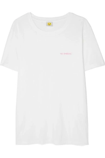 Shop Yeah Right Nyc Yes Babesss Embroidered Cotton-jersey T-shirt In White