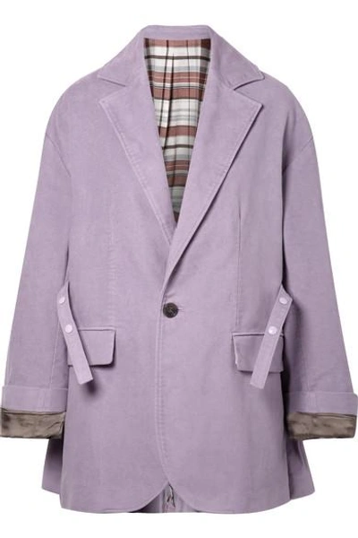 Shop Acne Studios Oversized Belted Cotton-felt Blazer In Lilac