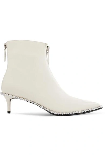 Shop Alexander Wang Eri Studded Leather Ankle Boots In White