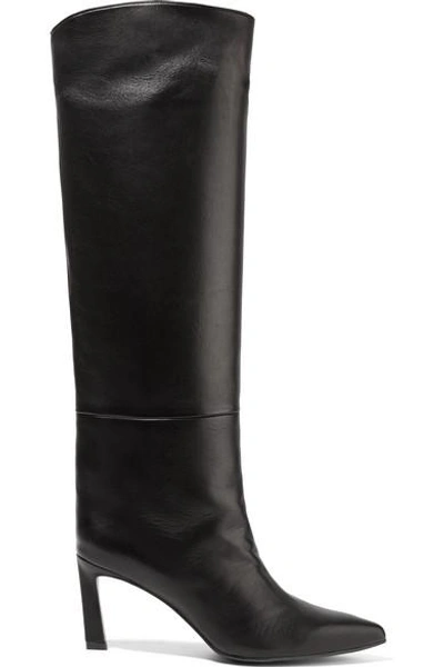 Shop Stuart Weitzman Emiline Leather Knee Boots In Black