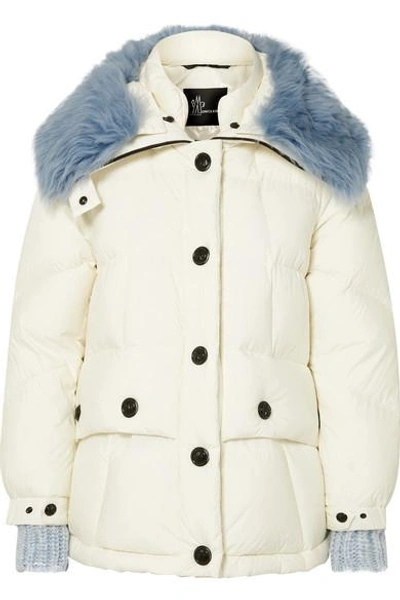 Shop Moncler Carezza Shearling-trimmed Quilted Down Jacket In White