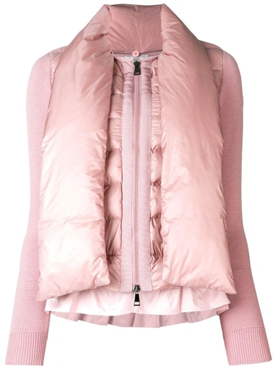 Shop Moncler Zipped Padded Jacket - Pink