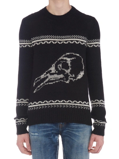 Shop Saint Laurent Animal Skull Sweater In Black