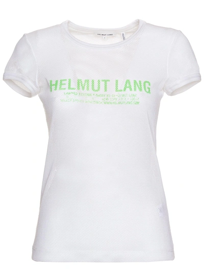 Shop Helmut Lang Sheer Logo Baby Tee In White In Bianco