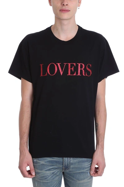 Shop Amiri Lovers Glitter Black Cotton T-shirt