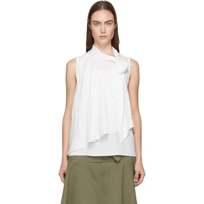 Shop See By Chloé See By Chloe White Silk Bow Blouse In 112 Edenwhi