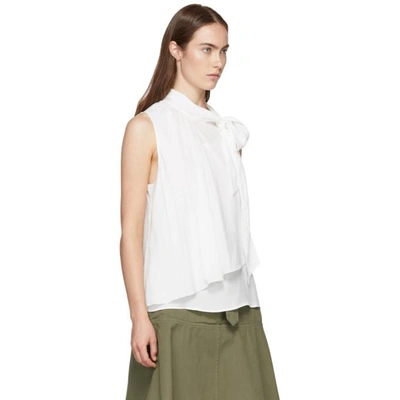 Shop See By Chloé See By Chloe White Silk Bow Blouse In 112 Edenwhi