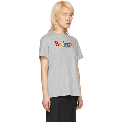 Shop Burberry Grey Rainbow Logo T-shirt