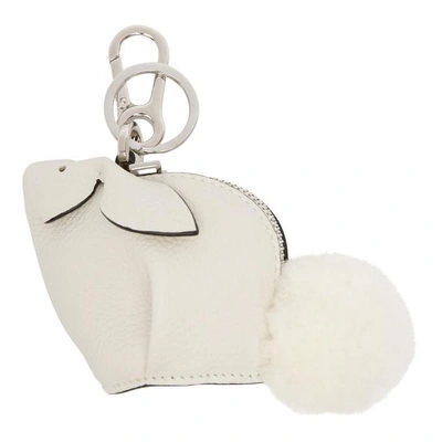 Shop Loewe White Bunny Keychain In 2100 White