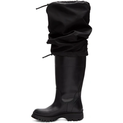 30mm Leather & Nylon Rain Boots In Black