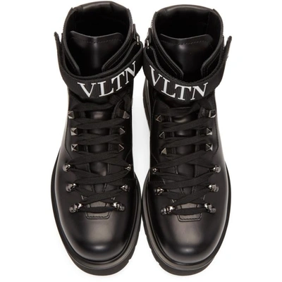 Shop Valentino Black  Garavani Vltn Lace-up Boots In K97 Black