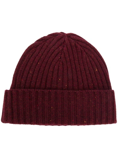 Shop N•peal Chunky Ribbed Beanie In Red