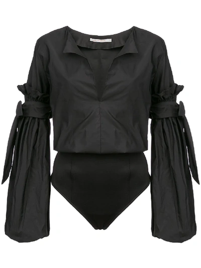 Shop Silvia Tcherassi Bell Sleeve Bodysuit - Black