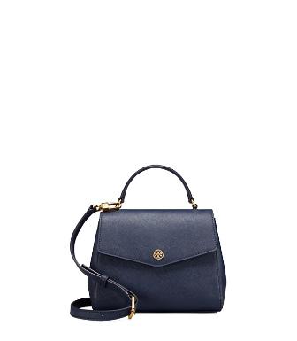 small navy handbag with handles