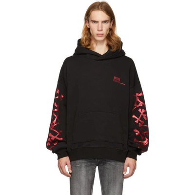 Shop Amiri Black Sunset Bones Foil Hoodie In Blr Blk/red