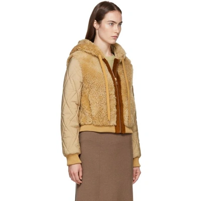 Shop See By Chloé See By Chloe Tan Shearling Bomber Jacket In 241 Chestnu