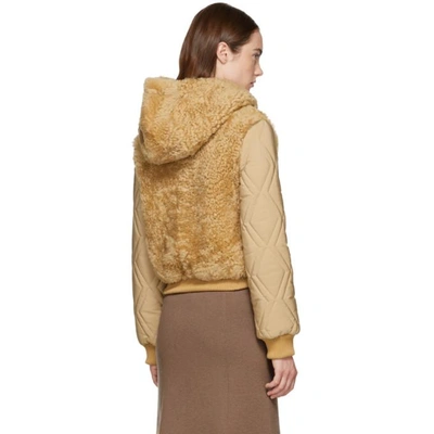 Shop See By Chloé See By Chloe Tan Shearling Bomber Jacket In 241 Chestnu