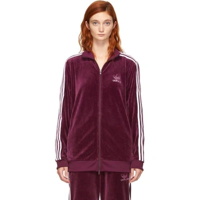 Adidas Originals Burgundy Velour Bb Track Jacket In Maroon | ModeSens