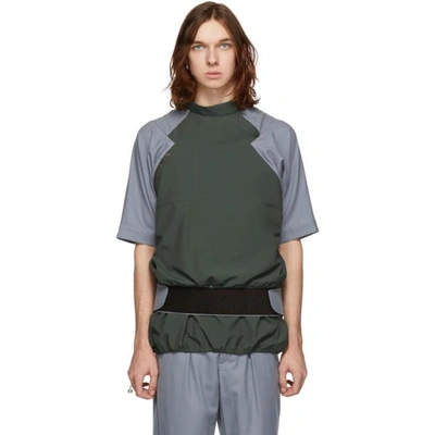 Shop Kiko Kostadinov Grey And Green Nile Shirt In Grey Green