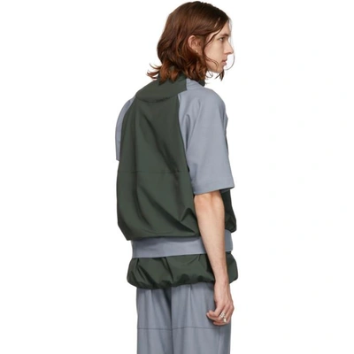 Shop Kiko Kostadinov Grey And Green Nile Shirt In Grey Green