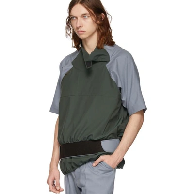 Shop Kiko Kostadinov Grey And Green Nile Shirt In Grey Green