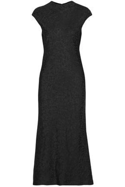 Shop Protagonist Woman Satin-jacquard Midi Dress Black