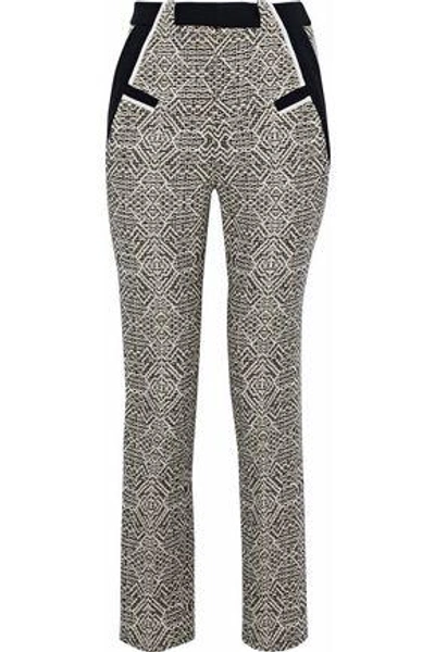 Shop Roland Mouret Woman Logan Cropped Crepe-trimmed Tweed Skinny Pants Black