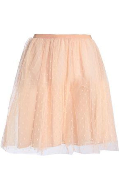 Shop Red Valentino Woman Gathered Point D'esprit Mini Skirt Pastel Pink