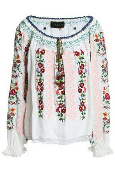 Shop Needle & Thread Woman Embroidered Crepe Tunic White