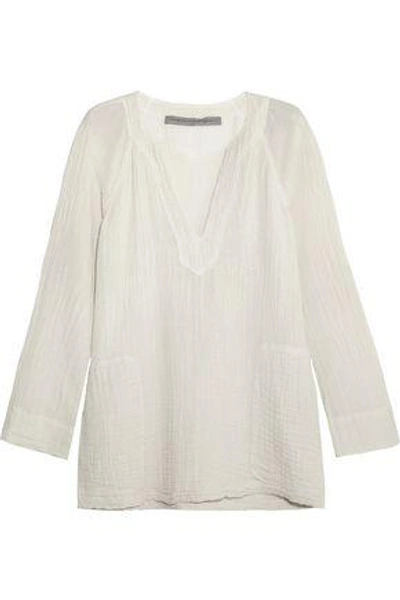Shop Raquel Allegra Woman Cotton-gauze Top Off-white