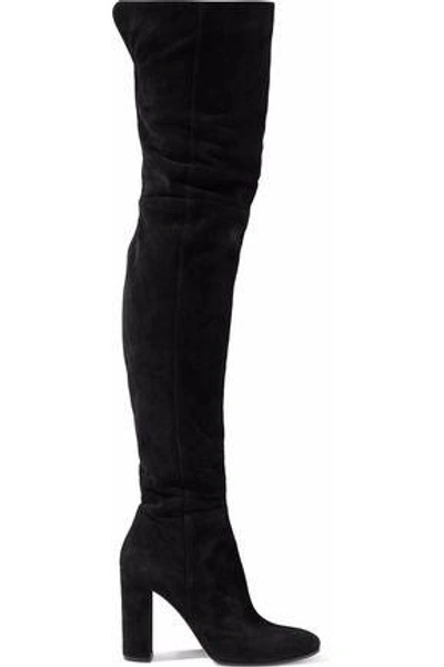 Shop Gianvito Rossi Woman Suede Over-the-knee Boots Black