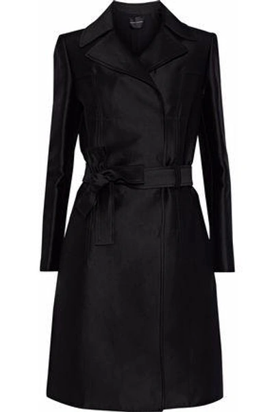 Shop Carolina Herrera Cotton And Silk-blend Gabardine Trench Coat In Black