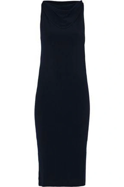 Shop Haute Hippie Woman Hold Me Tight Draped Stretch-crepe Dress Midnight Blue