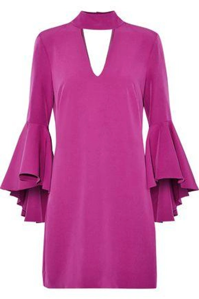 Shop Milly Woman Andrea Cutout Crepe Mini Dress Fuchsia