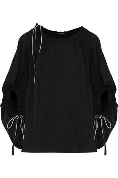 Shop Derek Lam Woman Tie-detailed Silk-crepe Blouse Black