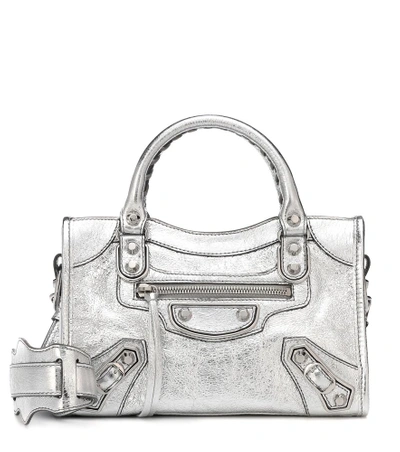 Shop Balenciaga Classic City Mini Leather Tote In Silver